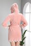 Women's Pink Lace Dressing Gown Bathrobe - 2