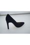 Women's Genuine Leather Suede Black Stiletto Shoes - 2