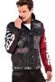 Men's Black Hand Painted Denim Jacket with Metal Detail