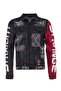Men's Black Hand Painted Denim Jacket with Metal Detail - 7