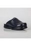 Women's Navy Blue Laminated Leather Orthopedic Nurse Slippers Hospital Slippers - 2