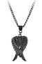Men's Black Oxide Plated Angel Wing Symbol Pendant Necklace - 5