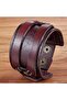 Men's Bracelet Genuine Leather Steel Brown Knitted Simple Modern Stylish Design