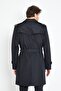 Plaid Lining Detailed Men's Overcoat & Trench Coat Black - 8