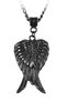Men's Black Oxide Plated Angel Wing Symbol Pendant Necklace - 4