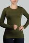 Long Sleeve Crew Neck Lycra Combed Cotton Women's Body - Khaki