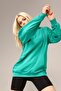 Green Zipper Detailed Hooded Sweatshirt - 3