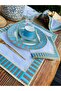 Set of 2 Blue Candy Series 100% Linen Serving Napkins