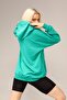 Green Zipper Detailed Hooded Sweatshirt - 5