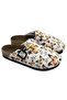 Women's White Butterfly Patterned Non-Slip Sole Orthopedic Sabo Slippers