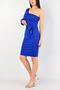 Women's Cobalt Blue One-Shoulder Low-cut and Belt Detailed Mini Dress Emr-115 - 4
