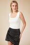 Women's White Square Neck Knitwear Crop Blouse - 2
