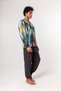 Multicolored Striped V-neck Cotton Large Size Pajamas Set - 2