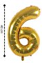Foil Balloon 6 Number Helium Balloon 40 Cm Gold Color