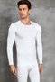 Men's Ecru Thermal Round Collar Long Sleeve T-Shirt