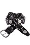 Women's Black Metal Embroidered Genuine Leather Belt