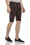 Men's Burgundy Alaca Burgundy Shiny Metallic Denim Shorts - 3