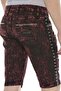 Men's Burgundy Alaca Burgundy Shiny Metallic Denim Shorts - 6