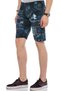 Men's Blue Alaca Blue Hidden Ripped Denim Capri Shorts