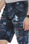 Men's Blue Alaca Blue Hidden Ripped Denim Capri Shorts - 5