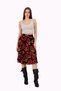 Divitin Flannel Elastic Waist Floral Lined Winter Flared Skirt - 2