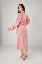 Women's Pink Bamboo Embroidered Cotton Bathrobe - 2