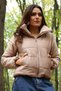 Women's Beige High Collar Zipper Detailed Winter Velvet Coat with Pockets Nb7154 - 2