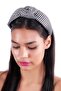 Hahai Women's Wide Band Black & White Color Gingham Knotted Crown - 3
