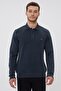 Men's Newblend Polo Collar Sweatshirt Indigo Melange 211 LCM241063 - 2