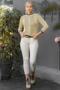 Women's Beige Crew Neck Sleeve and Hem Line Detailed Hair Knitted Mercerized Sweater M10010800KZ99066 - 6