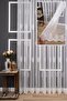 New Sprinkled Damaks Pattern Knitted Tulle Curtain, 250x260, Sparse Pleat, 1/2