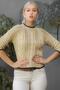 Women's Beige Crew Neck Sleeve and Hem Line Detailed Hair Knitted Mercerized Sweater M10010800KZ99066