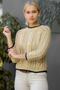Women's Beige Crew Neck Sleeve and Hem Line Detailed Hair Knitted Mercerized Sweater M10010800KZ99066 - 4