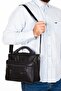 Men's Genuine Leather Hand and Shoulder Bag - Black