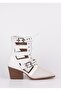 Women's Back Zippered Double Buckle Adjustable and Tied Summer Boots White - 8