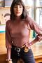 Women's Dried Rose Sleeve Detailed Stand Collar Ribbed Knitwear Sweater KZK-19000383 - 2