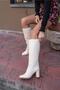Scarlet Women's Beige Leather Boots - 2