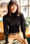 Women's Black Sleeve Detailed Stand Collar Ribbed Knitwear Sweater KZK-19000383