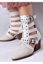 Women's Back Zippered Double Buckle Adjustable and Tied Summer Boots White