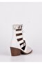 Women's Back Zippered Double Buckle Adjustable and Tied Summer Boots White - 7