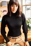 Women's Black Sleeve Detailed Stand Collar Ribbed Knitwear Sweater KZK-19000383 - 3
