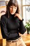 Women's Black Sleeve Detailed Stand Collar Ribbed Knitwear Sweater KZK-19000383 - 5