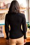 Women's Black Sleeve Detailed Stand Collar Ribbed Knitwear Sweater KZK-19000383 - 7