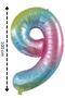 Foil Balloon Number 9 Helium Balloon 100 Cm Rainbow Color