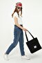 Black Velvet Fabric Multi-Compartment Large Hand and Shoulder Bag Gc 017100 - 3