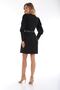 Women's Black Collar Low-cut Balloon Sleeve Chain and Belt Dress - 4