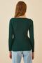 Women's Emerald Green Heart Collar Ribbed Knitwear Sweater US00738 - 4