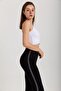 Comfortable Black Cotton Leggings with Silver Glitter Stripes on the Side