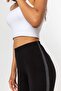 Comfortable Black Cotton Leggings with Silver Glitter Stripes on the Side - 2