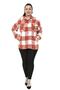 Plus Size Pocketed Plaid Terracotta Color Shirt with Welt Pockets - 2